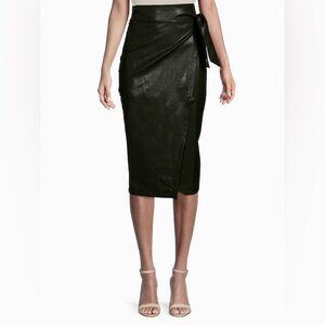 Gracia Faux Leather Wrap Midi Skirt